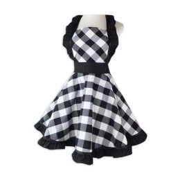 SKAP085 Large custom-made retro black and white large plaid apron Design waist coffee shop baking flower shop beauty salon black and white plaid apron Apron supplier monogrammed aprons  SKAP085 Large custom-made retro black and white large plaid apron Design waist coffee shop baking flower shop beauty salon black and white plaid apron Apron supplier monogrammed aprons